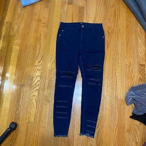 Plus size Blue Ripped jeans
